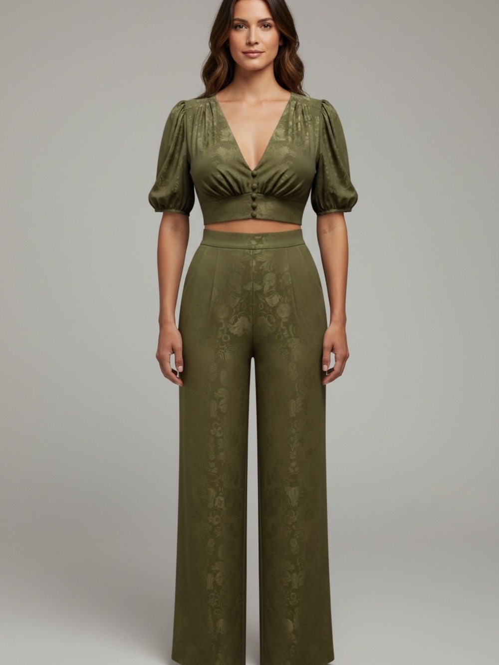 Zara SET Olive pants and cropped top